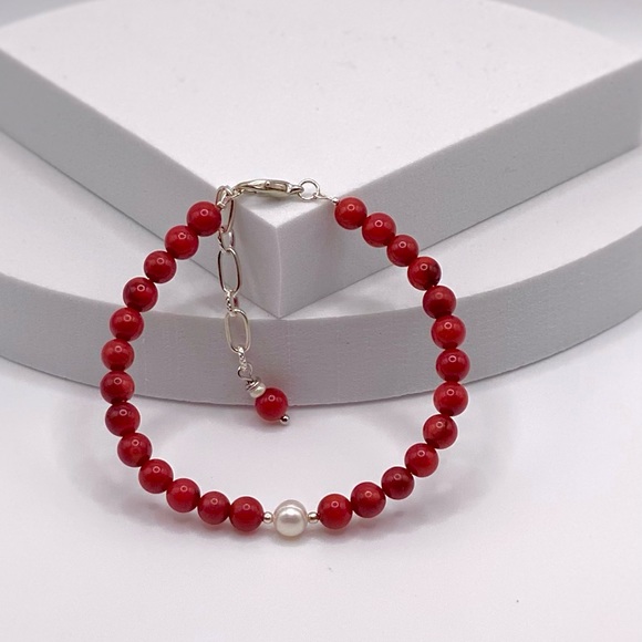 Genuine Red Coral With Freshwater Pearl - Picture 11 of 13